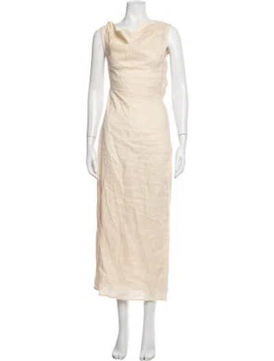 Pre-owned Dissh Linen Long Dress In Neutrals