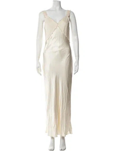 Pre-owned Dissh Linen Long Dress In Neutrals