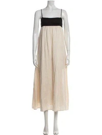Pre-owned Dissh Linen Long Dress In Neutrals
