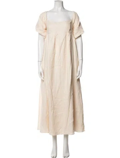 Pre-owned Dissh Linen Long Dress In Neutrals
