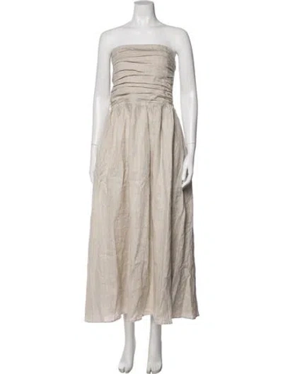 Pre-owned Dissh Linen Long Dress In Neutrals