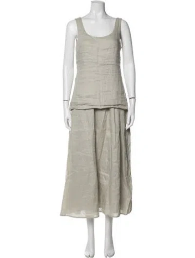 Pre-owned Dissh Linen Long Dress In Neutrals