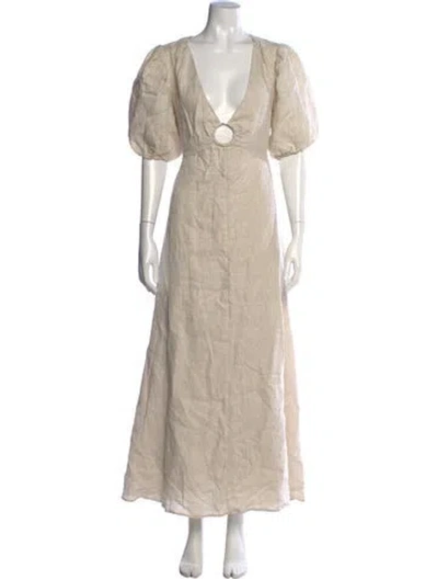 Pre-owned Dissh Linen Long Dress In Neutrals