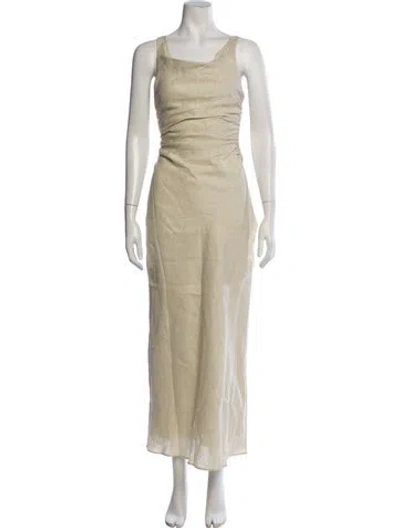 Pre-owned Dissh Linen Long Dress In Neutrals