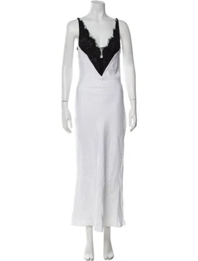 Pre-owned Dissh Linen Long Dress In Neutrals