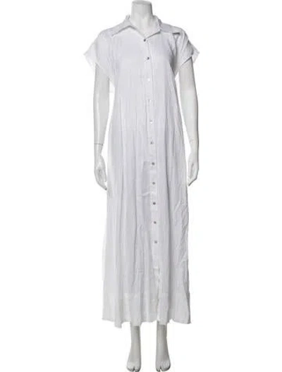 Pre-owned Dissh Linen Long Dress In Neutrals/white