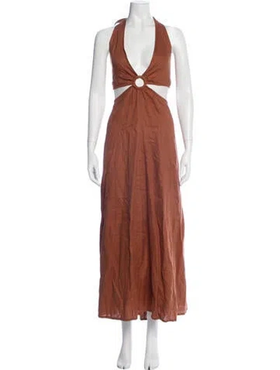 Pre-owned Dissh Linen Long Dress In Orange