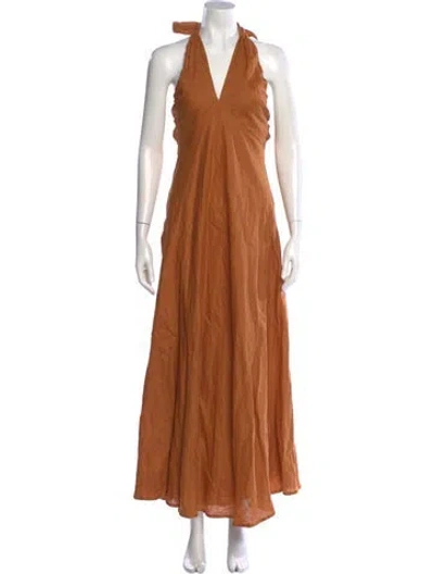 Pre-owned Dissh Linen Long Dress In Orange