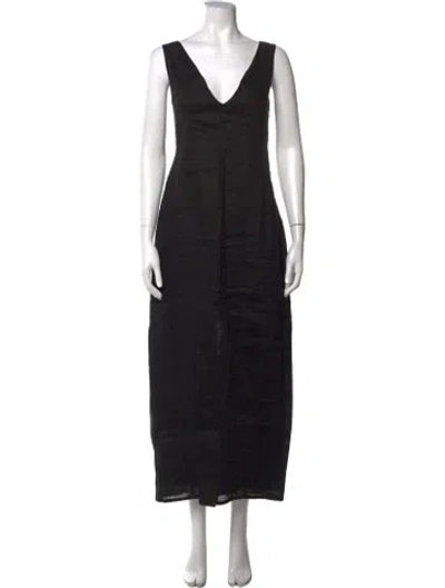 Pre-owned Dissh Linen Long Dress W/ Tags In Black