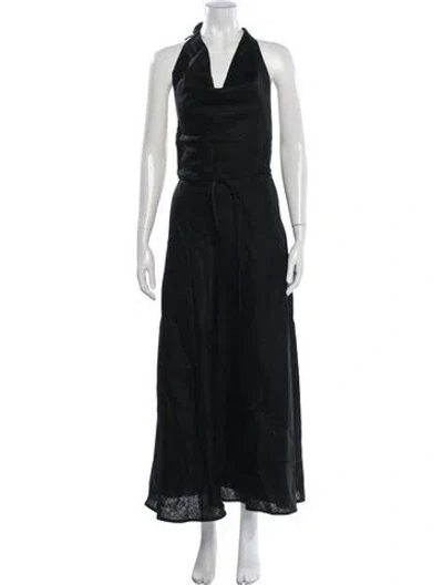 Pre-owned Dissh Linen Long Dress W/ Tags In Black