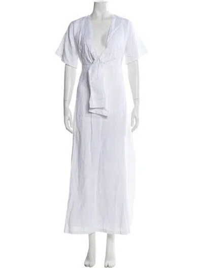 Pre-owned Dissh Linen Long Dress In White