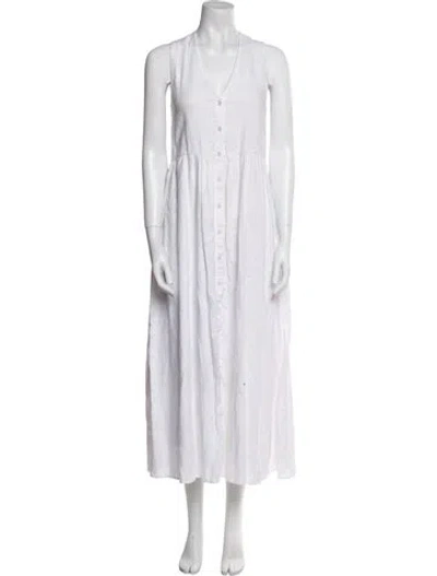 Pre-owned Dissh Linen Long Dress In White
