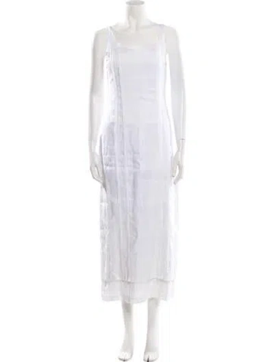Pre-owned Dissh Linen Long Dress In White