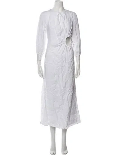 Pre-owned Dissh Linen Long Dress In White