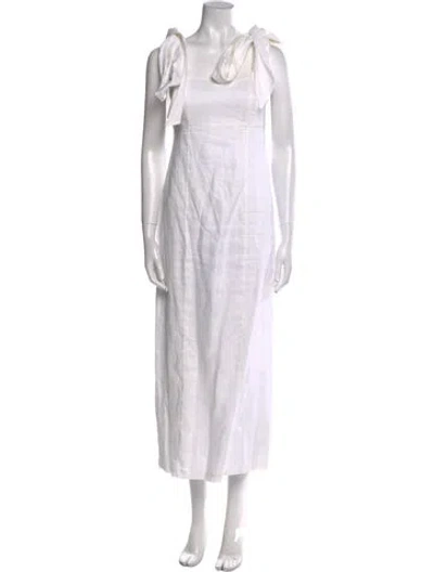 Pre-owned Dissh Linen Long Dress In White