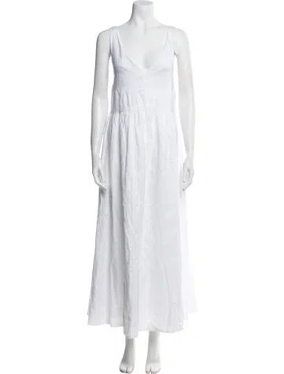 Pre-owned Dissh Linen Long Dress In White