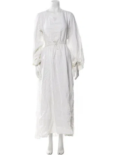 Pre-owned Dissh Linen Long Dress In White
