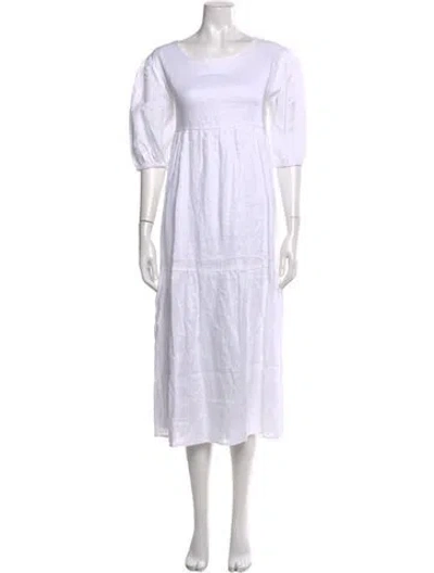 Pre-owned Dissh Linen Long Dress In White