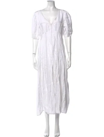 Pre-owned Dissh Linen Long Dress In White