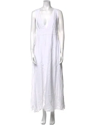 Pre-owned Dissh Linen Long Dress In White