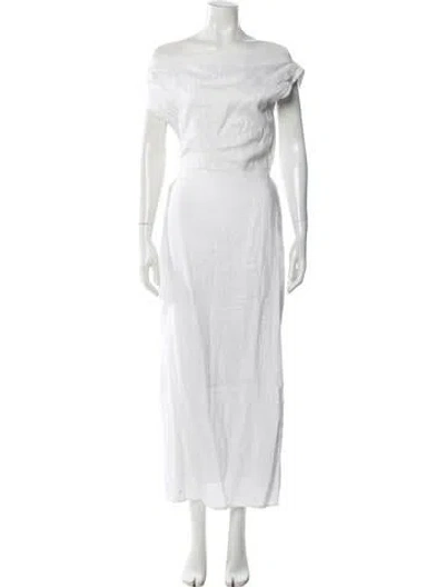 Pre-owned Dissh Linen Long Dress In White