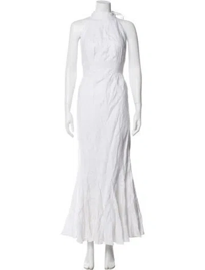 Pre-owned Dissh Linen Long Dress In White