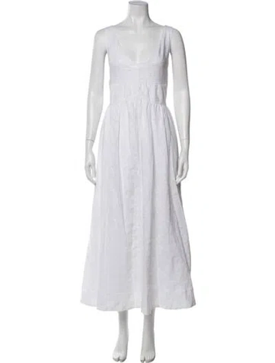 Pre-owned Dissh Linen Long Dress In White
