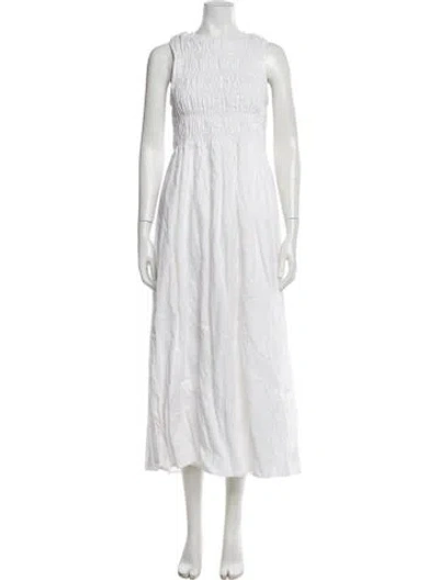 Pre-owned Dissh Linen Long Dress In White