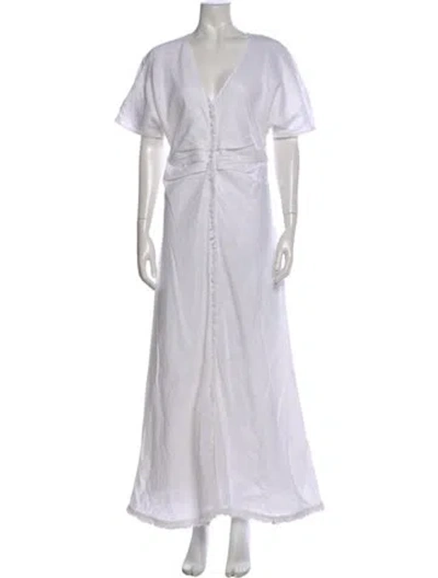 Pre-owned Dissh Linen Long Dress In White