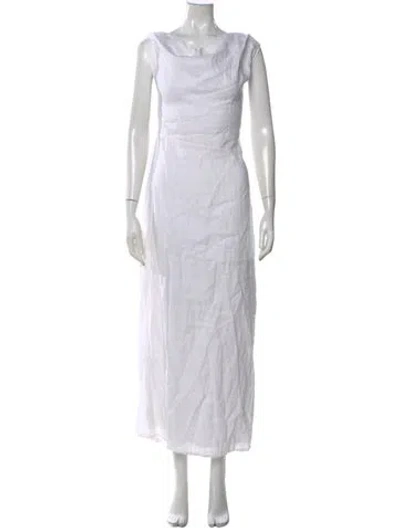 Pre-owned Dissh Linen Long Dress In White