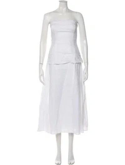 Pre-owned Dissh Linen Long Dress In White