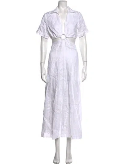 Pre-owned Dissh Linen Long Dress In White