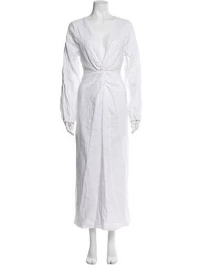 Pre-owned Dissh Linen Long Dress In White