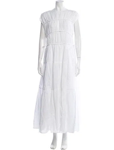 Pre-owned Dissh Linen Long Dress In White
