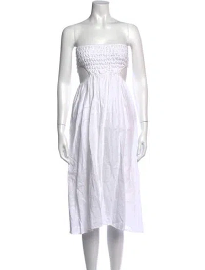 Pre-owned Dissh Linen Long Dress In White