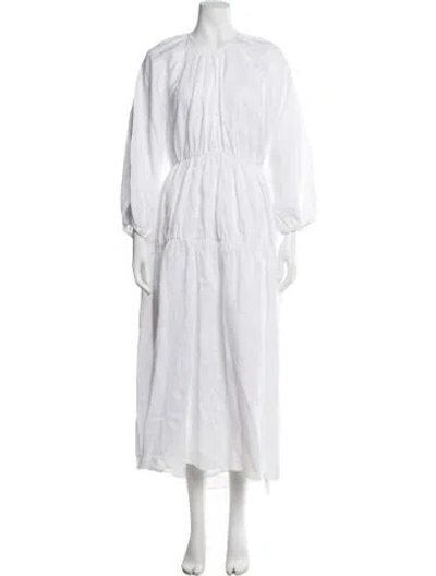 Pre-owned Dissh Linen Long Dress In White