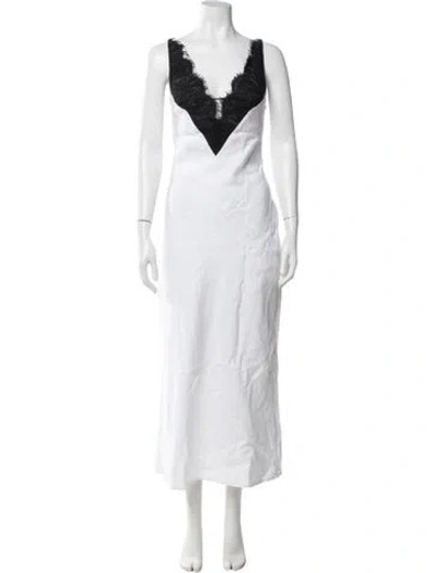 Pre-owned Dissh Linen Long Dress In White