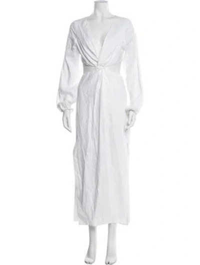 Pre-owned Dissh Linen Long Dress In White