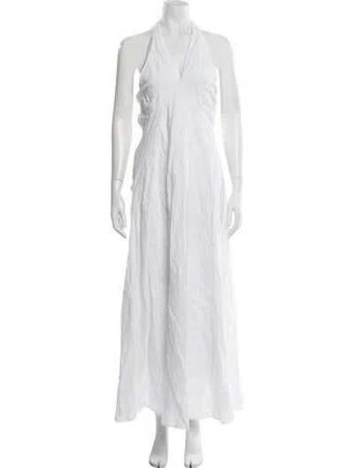 Pre-owned Dissh Linen Long Dress In White