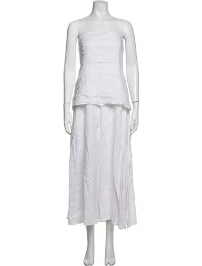 Pre-owned Dissh Linen Long Dress In White