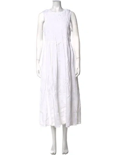 Pre-owned Dissh Linen Long Dress In White