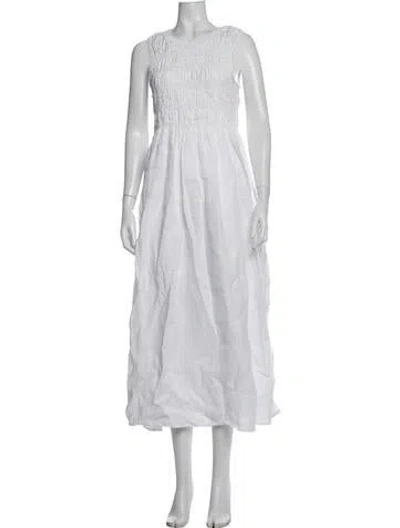 Pre-owned Dissh Linen Long Dress In White