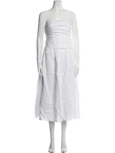 Pre-owned Dissh Linen Long Dress In White