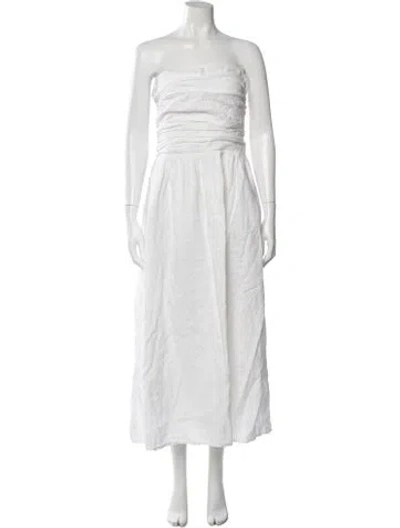 Pre-owned Dissh Linen Long Dress In White