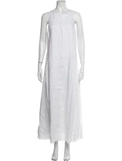 Pre-owned Dissh Linen Long Dress In White