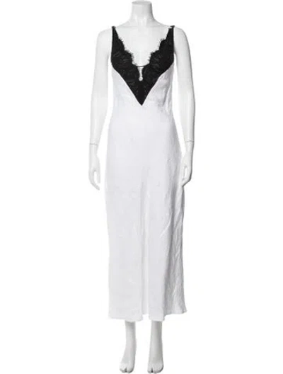 Pre-owned Dissh Linen Long Dress In White