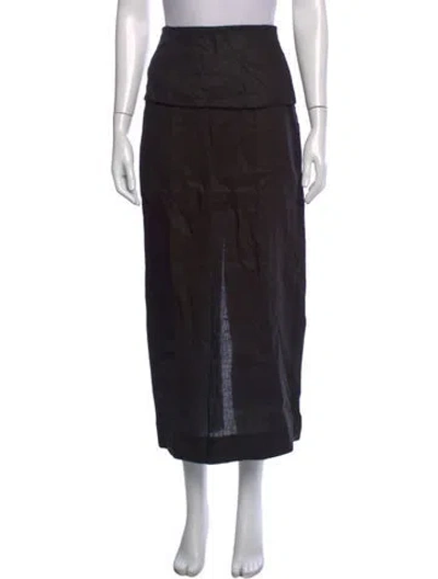 Pre-owned Dissh Linen Long Skirt In Black