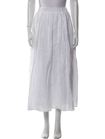 Pre-owned Dissh Linen Long Skirt In White