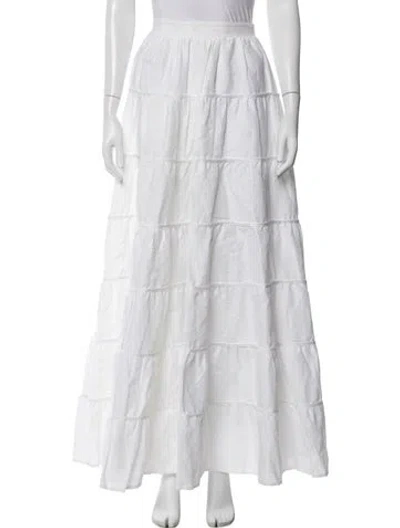 Pre-owned Dissh Linen Long Skirt In White