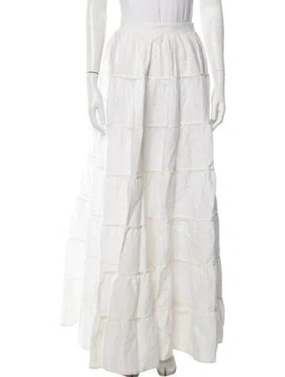 Pre-owned Dissh Linen Long Skirt In White